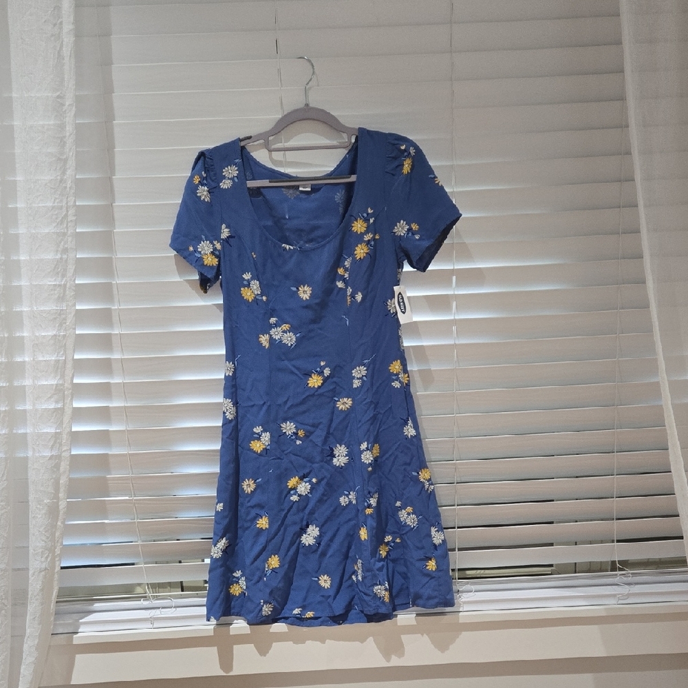 Old Navy Blue Floral Scoop-Neck Mini Dress